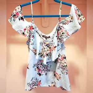 Off shoulder baby blue top